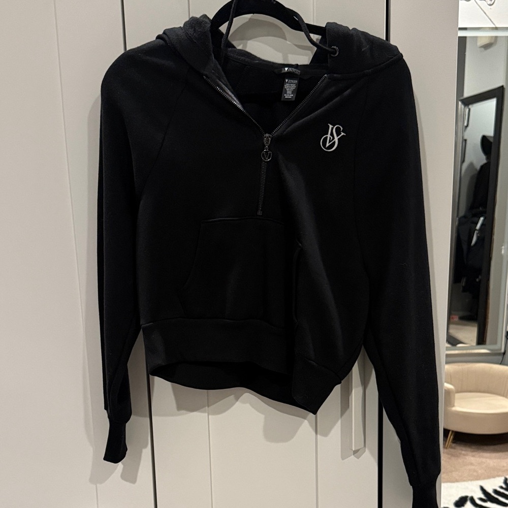 VS Black Zip-Up Hoodie with Logo